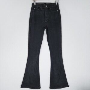 7 For All Mankind Jeans Womens 25 Black Uhr Skinny Boot Tailorless Coated Flare